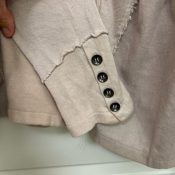 Free People distressed double breasted jacket cream blush size M BIN M - Picture 4 of 9